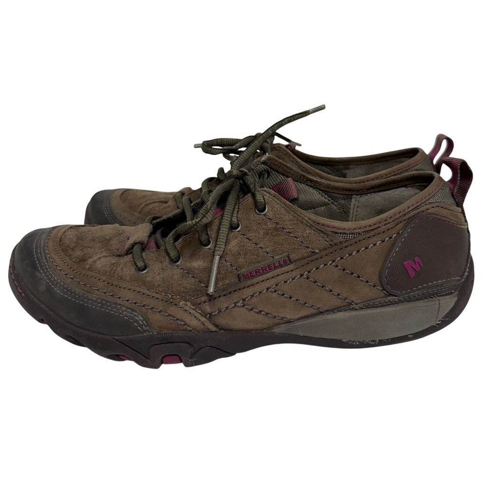 Merrell Stone Hiking Shoes Women Size 10 Brown Good Suede Leather Lace Up J55848